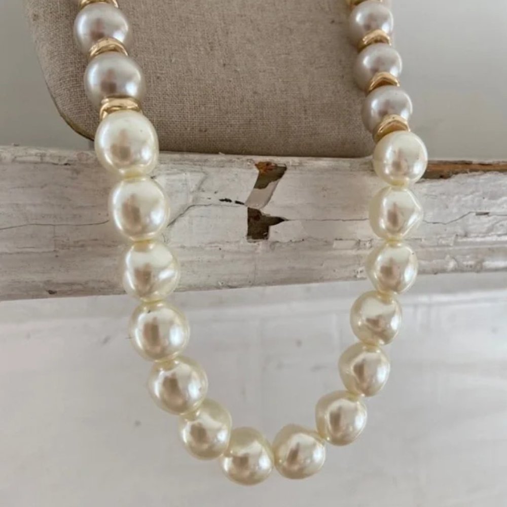 Paperclip Necklace Gold Tone Pearls Brand New AND Pearl Earrings Bundle Jewelry - Picture 12 of 13